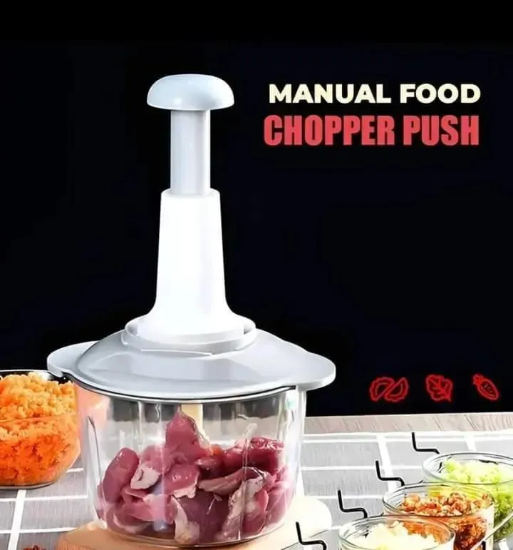 Manual Food Chopper Push ABS Plastic Transparent Bowl