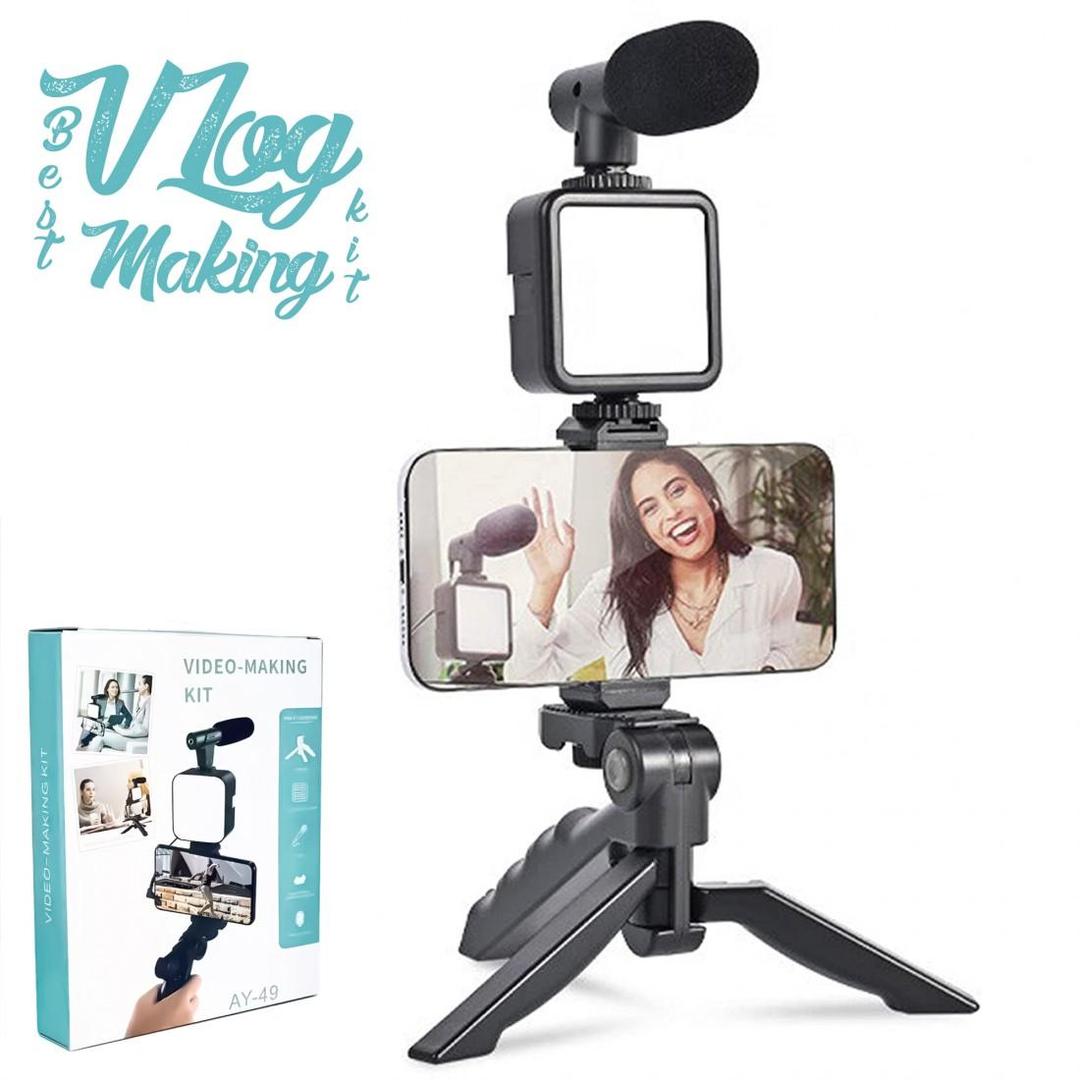 Portable LED Ring Light & Microphone Set Black - Image 3
