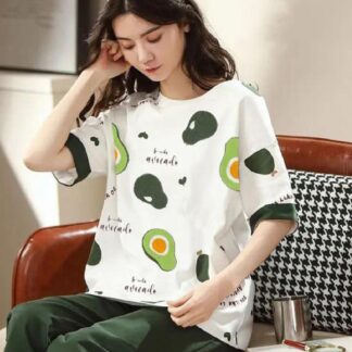 New Arrival Night Suit Avocado Print Cotton Jersey Medium to XL