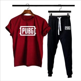 Men Maroon PUBG Track Suit Black Joggers Medium to XL