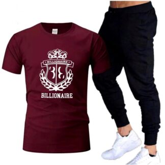 Men Maroon Printed Track Suit 2Pcs Cotton Jersey
