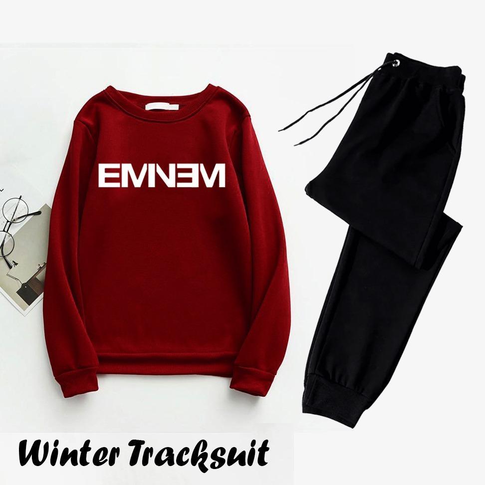 Men Maroon Printed Polyester Track Suit 2Pc Drawstring - Image 2