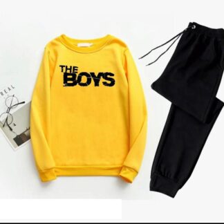 Men Yellow Printed Track Suit 2Pcs Set Polyester Medium to XL