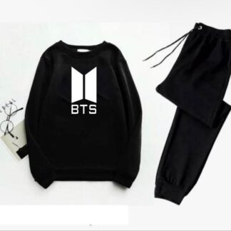 Men Polyester Printed Track Suit BTS Logo Round Neck