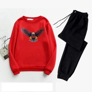 Men Printed Polyester Track Suit Red Black Eagle Design