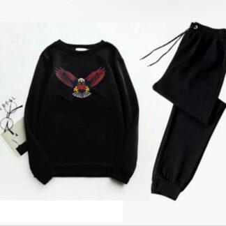 Men Black Eagle Printed Track Suit 2Pcs XL