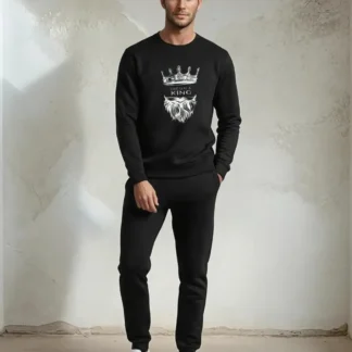 Black King Crown Track Suit for Men