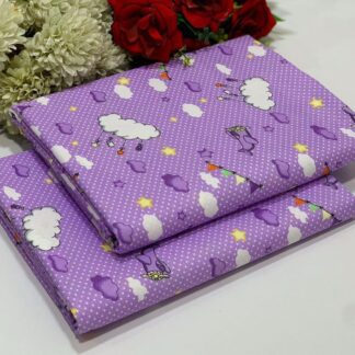 Purple Printed Cotton Suit for Women 2-Piece Set