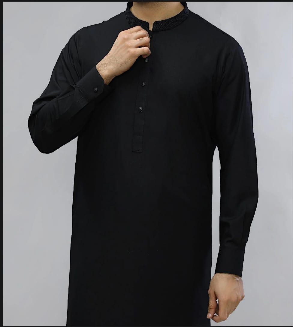 Black Wash & Wear Men's Suit Plain All Season