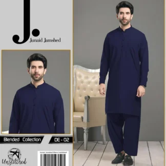 Men Navy Blue Wash & Wear Suit J. Unstitched Collection