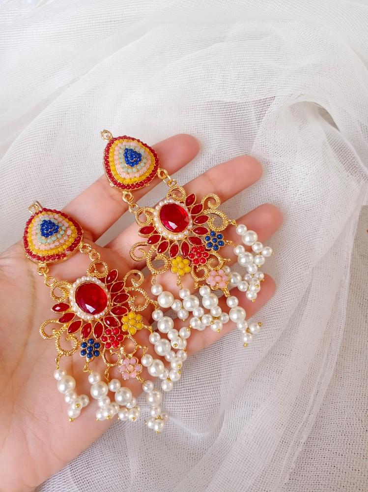 Gold Plated Earrings Set for Pakistani Brides & Festivals - Image 2