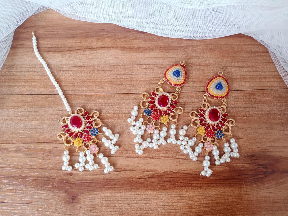 Gold Plated Earrings Set for Pakistani Brides & Festivals - Image 3