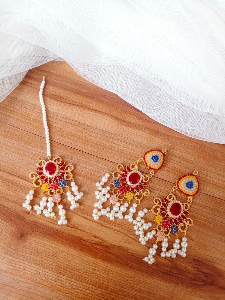 Gold Plated Earrings Set for Pakistani Brides & Festivals - Image 4