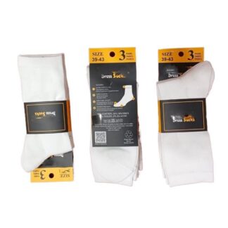 Premium Quality Cotton Dress Socks White Crew Length