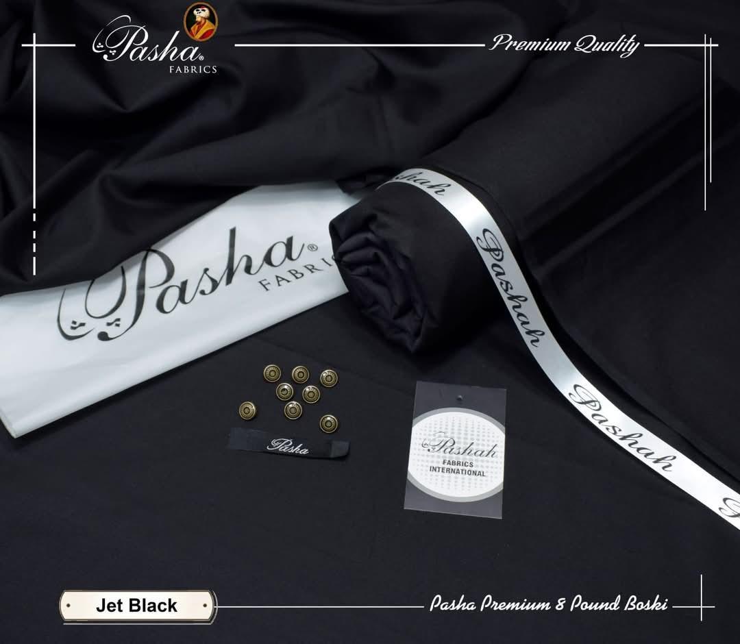Jet Black Boski Suit for Men with 8 Buttons & Brand Bag