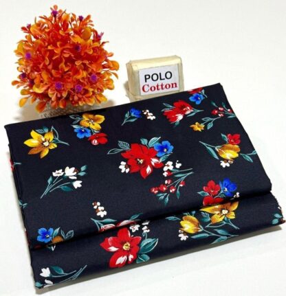 Floral Polo Cotton 2-Piece Suit Black
