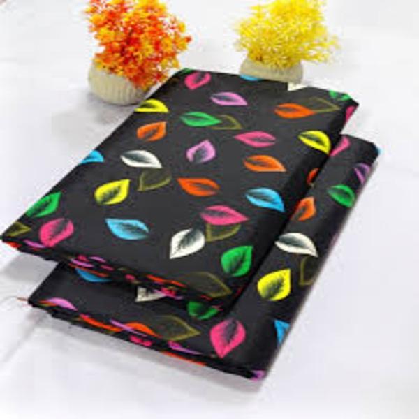 Women's Printed Leaf Print Suit Black Polo Cotton - Image 2