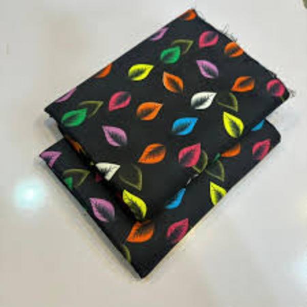 Women's Printed Leaf Print Suit Black Polo Cotton - Image 3