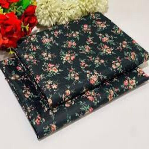 Premium Quality Floral Printed Suit Black Base - Image 2
