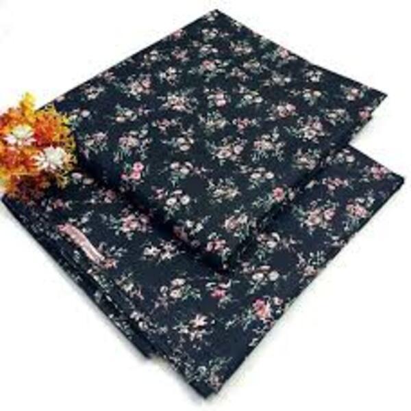 Premium Quality Floral Printed Suit Black Base - Image 3