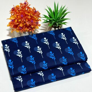 Women's Blue Floral Polo Cotton Suit 2 Pcs