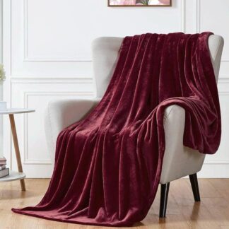 Maroon Fleece Blanket Double Bed Warm All Season