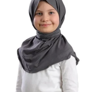 Grey Snap Hijab for Girls Cotton Daily Wear