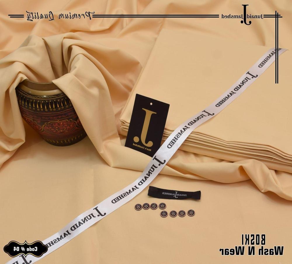 Pakistani Men's Boski Plain Suit Peach Wash & Wear - Image 2