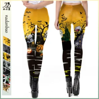 Women 3D Skull Leggings Small Halloween Horror Pants