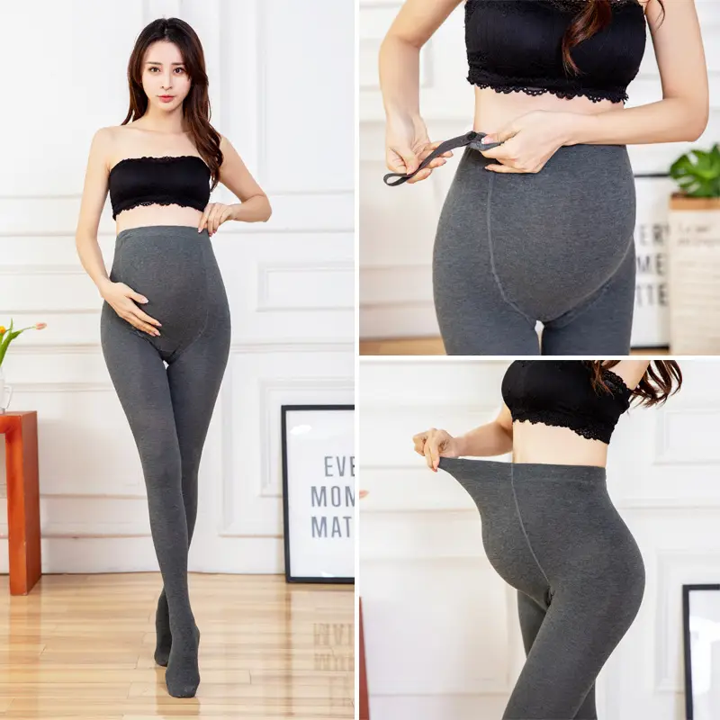 Pregnant Leggings Fleece-lined Striped Cotton Large Winter - Image 2