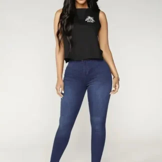 Women Slim Pencil Jeans Dark Blue Autumn New Arrival
