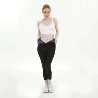 Women High Waist Tummy Control Sweat Pants Black Blue Inner