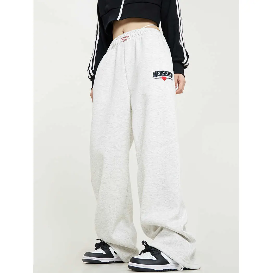 Women Maroon Loose Fit Sweatpants Autumn New Trendy - Image 3