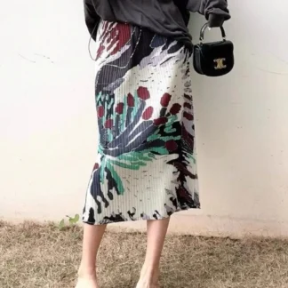 Summer Pleated Skirt Slim Fit Printed Stylish Women