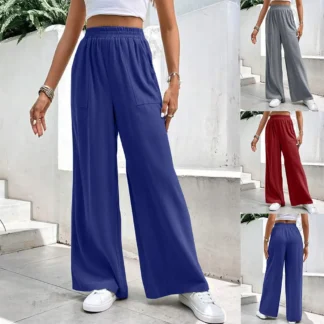 Women Loose Casual Pants Dark Blue New 2025