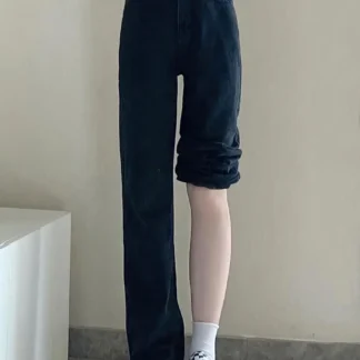 Women Wide-leg High-waisted Slim Jeans Black Fall 2024