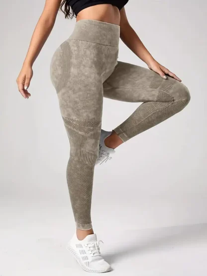 Washed Frosted Yoga Pants Khaki Women Fitness