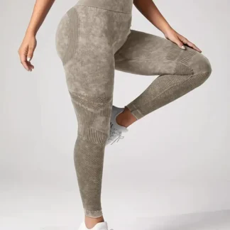 Washed Frosted Yoga Pants Women High Waist Elastic Sports Fitness