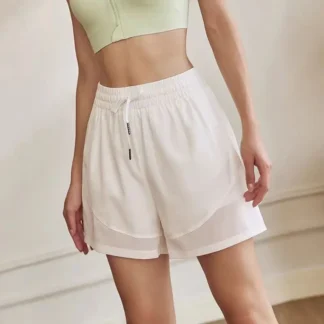 Women Loose Mesh Running Shorts Summer White