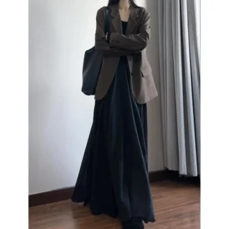 Black Slim Fit Long Skirt for Women