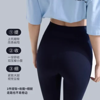 Women High Waist Yoga Leggings Black Cotton Elastic Autumn