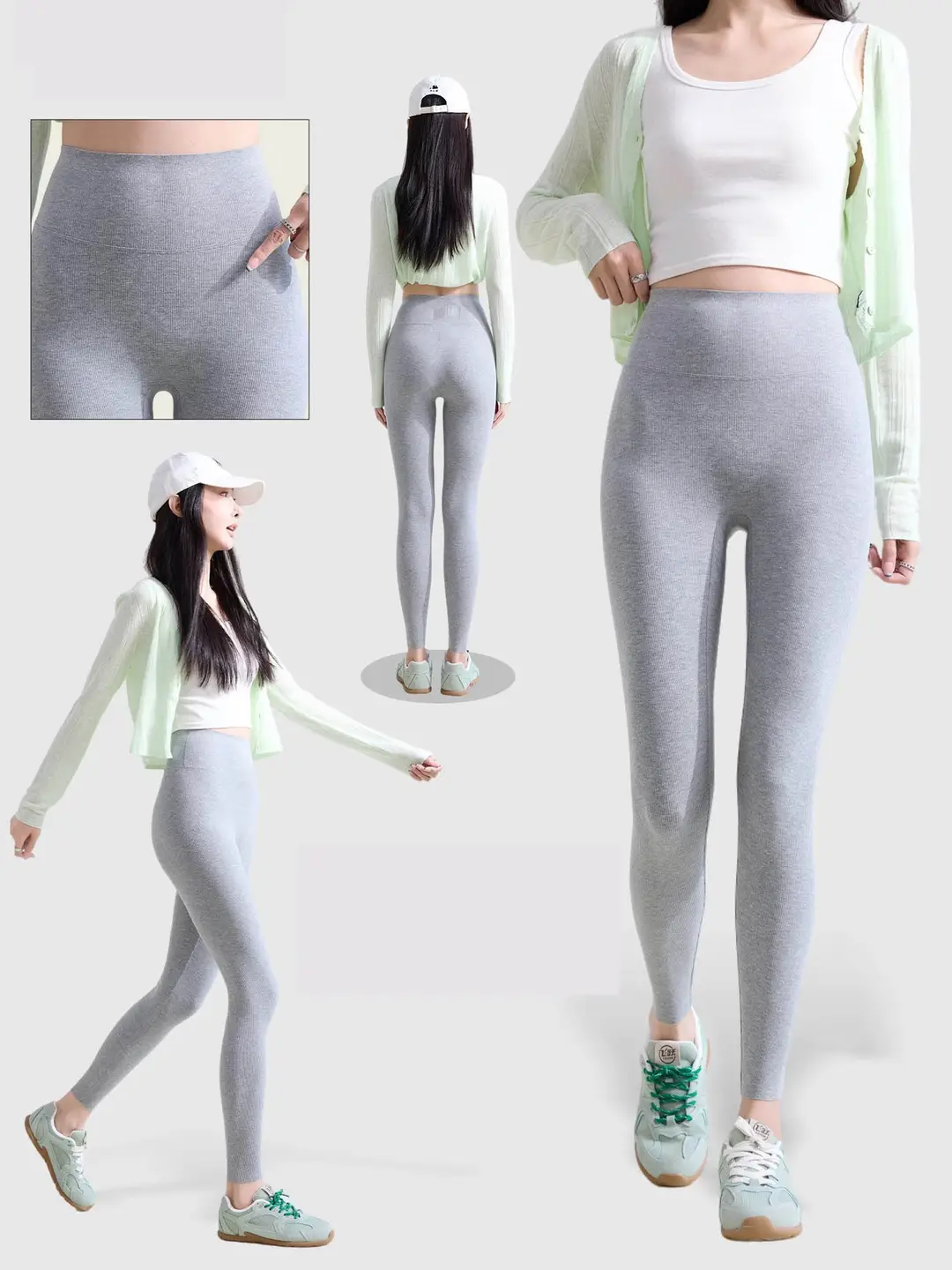 Women High Waist Yoga Leggings Black Cotton Elastic Autumn - Image 4