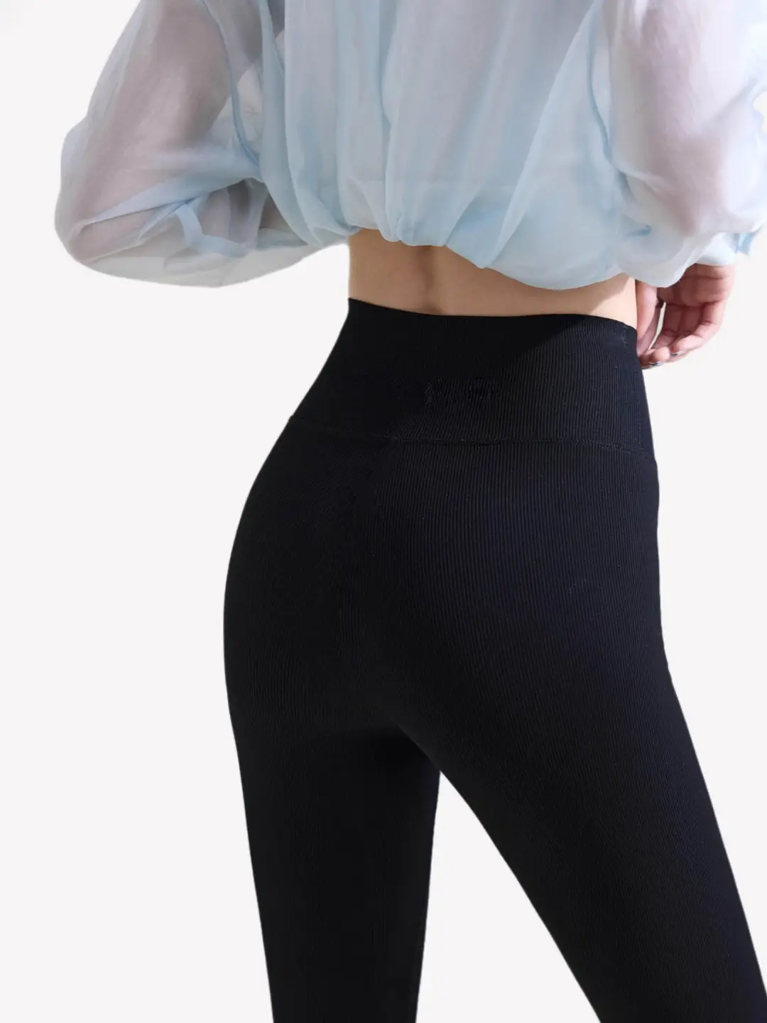 Women High Waist Yoga Leggings Black Cotton Elastic Autumn - Image 5