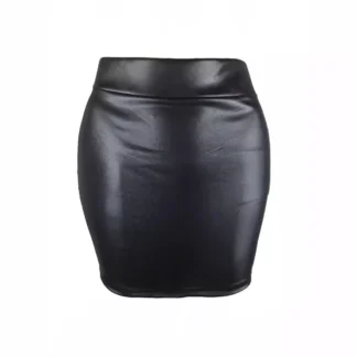 Black High Waist Slim PU Mini Skirt for Women