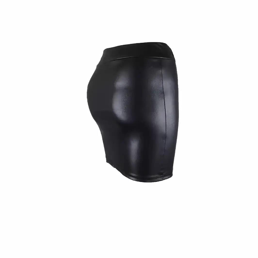 Black High Waist Slim PU Mini Skirt for Women - Image 4