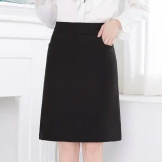 Women High Waist Black A-Line Skirt Plus Size