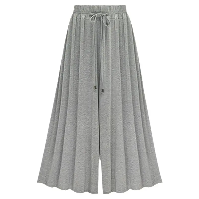 Women Summer Wide Leg Pants Plus Size Black Grey Navy Loose Fit - Image 5