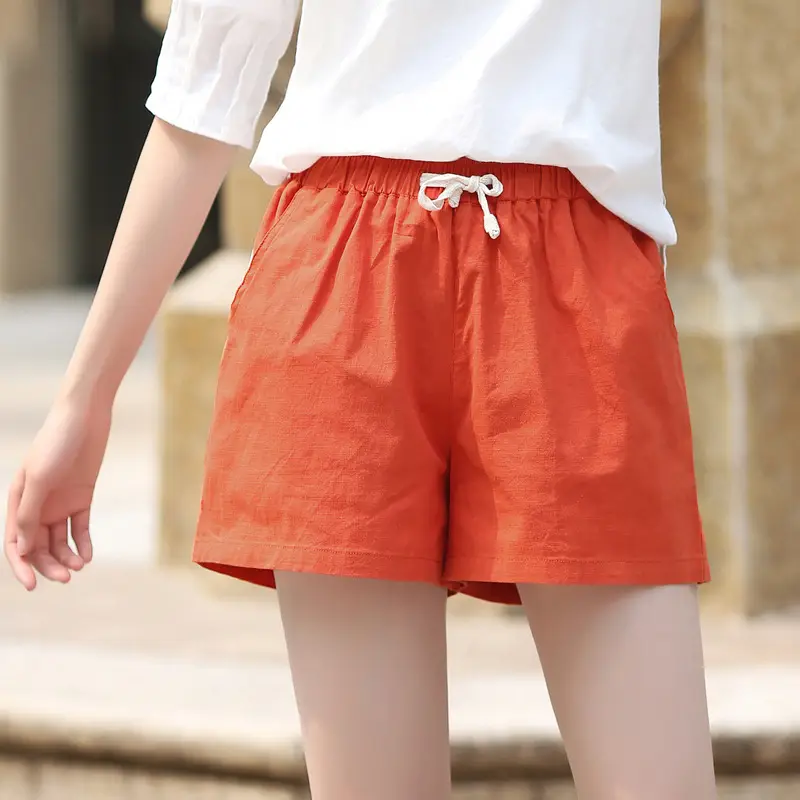 Women Loose Green Linen Shorts Plus Size Casual Sports - Image 2
