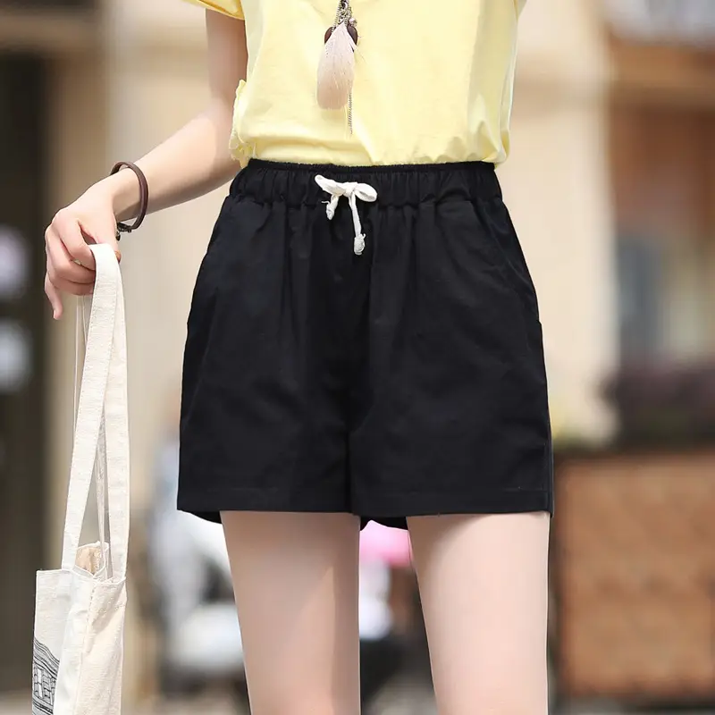 Women Loose Green Linen Shorts Plus Size Casual Sports - Image 3