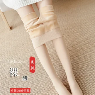 Women Autumn Fleece Leggings Black Plus Size Tight Fit